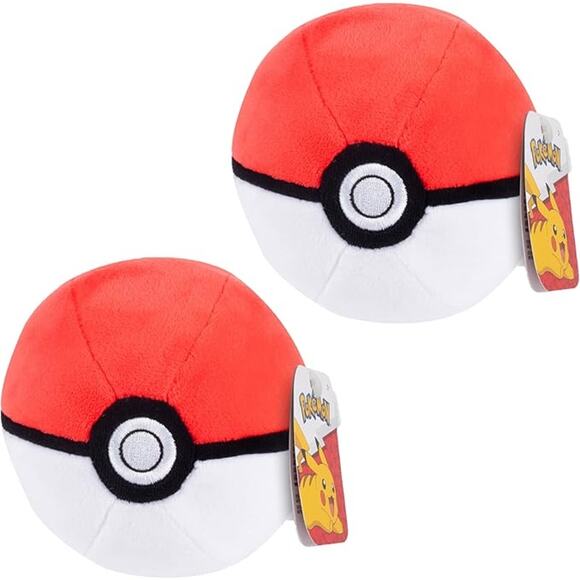 Pokémon Poke Ball Plush 5 Inch 2 Pack Weighted Soft Toy Authentic Collectible - Picture 1 of 4